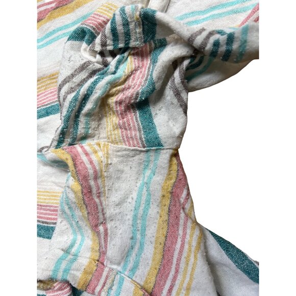 Per Se Striped Linen Drawstring Shorts Sz XL Womens MultiColor Wide Leg Shorts - Picture 3 of 5